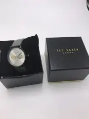 $165 Ted Baker smart casual black stainless steel & leather strap watch #1