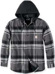 Carhartt Rugged Flex Flannel Hooded Shirt, black, Size L for Men