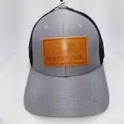 Mossy Oak Hunting Hat Cap Snapback Gray Large Leather Front Logo Casual Mens