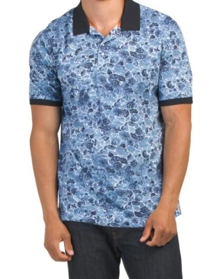 Robert Graham Mens S Blue Amaro Tonal Floral Print Polo Shirt $128 NWT A1