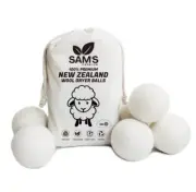 SAM'S PREMIUM Wool Dryer Balls 6 PCs XL Size, Reduces Wrinkles, Save Drying Time