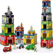 Atoylink Toddler Sorting and Stacking Toys with Magnetic Wooden Cars & Commun...