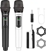Talomen Wireless Microphone,2.4G Daul Handheld Cordless Dynamic Microphone System with Rechargeable Receiver,Professional Karaoke Microphone,160 Ft,for Singing,Wedding,Party,Church,K60-2 Black&White