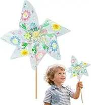 Pinwheel Craft for Kids | Handmade Outdoor Pinwheel | Assembly and Color Wind Spinner, Fun Art Craft Project for Boys Girls, Garden Yard Beach Decoration