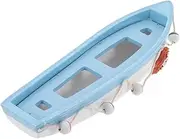 BIUDECO Rustic Mediterranean Nautical Boat Model Wooden Tabletop Decor Home Office Boat Statue