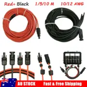 1/5/10M Black+Red Solar Panel Extension Cable Wire+Connector 4/6mm² AUS
