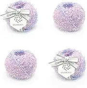 [Knitberty] Fairy Fancy Premium Soft Paper Superfine Merino Wool Cashmere Polyester Nylon Blend 15 Ply Chunky Yarn for Knitting Crochet Multicolor 400G (Dreamy Purple, 400G)