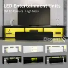 TV Cabinet Entertainment Unit Stand RGB LED Gloss 2 Drawers Semi-open Storage