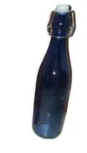 Decorative Blue Locking Corked Glass Bottle 10.5" Home Display Decor