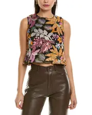 FATE Sequin Embellished Mesh Crop Top