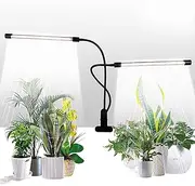 GHodec Full Spectrum Grow Light, Sunlight White 50W 84 LED Dual Head Clip Plant Lights for Indoor Plants, 4/8/12H Timer & 5 Dimmable Levels