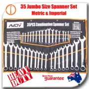 NDI 35PCS Jumbo Combination Spanner Set Chrome Vanadium Steel Metric & Imperial