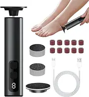 Electric Foot File - 2-in-1 Electric Callus Remover Foot Scrubber - 360 Degree Rotation, 9 Speeds with Sandpaper Discs & Grinding Heads for Men Women