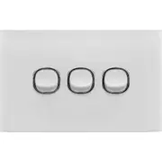 Doss ASW3 115mm Acrylic Wall Plate 3 Gang Light Power Switch 2 Way On/Off White