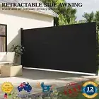 Retractable Side Awning Black 200x500 cm Outdoor Garden Privacy Screen Sunshade