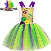 Carnival Theme Party Dress - Unique Party Dress with Headband | Exquisite Party Outfit Comfortable Princess Romper Dress for Princess Girl Kids Carnival Aged 1-8 Foccar