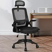[ALFORDSON] Office Chair Mesh Computer Chair Swivel Executive Desk Chair with Adjustable Headrest and Armrest Arco Series(Black)