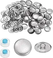 HARFINGTON 100 Sets Self Cover Button Kit 30L 0.75" 19mm Aluminium Buttons with Wire Backs for DIY Cloth Home Decor Sewing