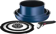 Tefal L77991 Tifal Handle Removable Pot Frying Pan Set, 6-Piece Set, Compatible with IH Gas Fire, Ingenio Neo IH Blue Marquise Unlimited Non-Stick Blue