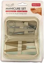 TooToo 7PCS Manicure Pedicure Set Stainless Nail Clippers Kit Cuticle Grooming Case (White)