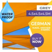 WATERPROOF SHADE SAIL TRIANGLE GREY 4.5x4.5x4.5 SUN AWNING 4.5 x 4.5 x 4.5m