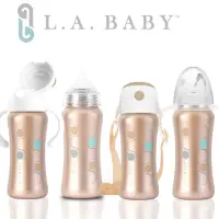 在飛比找momo購物網優惠-【L.A. Baby】316不鏽鋼保溫奶瓶學習套組270ml