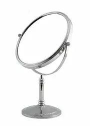 Dolphy 8-Inch Dual-Sided LED Tabletop Magnifying Mirror - 1X/5X Magnification, 360o Swivel, LED Halo Light, Silver Finish, Freestanding Makeup Mirror