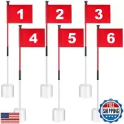 Lenwen 6 Sets Golf Pin Flag Hole Cup Set Practice Putting Green Flags Pole Pi