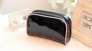 YSL Beauty Black Makeup Cosmetics Bag with Pink Trim, Travel Toiletry Pouch, NEW