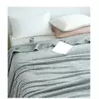 (Light Gray 180x200cm)Cooling Blanket Milk Fleece Lattice Jacquard Blanket HG
