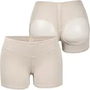 [FLORATA] Womens Butt Lifter Padded Lace Panties Seamless Butt Lifting Shorts Hip Enhancer Control Panties, #1 Beige(2*pack), X-Large