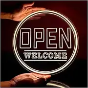 Sign Lamp Open Welcome Neon Sign For Business Door Window USB Powered LED Light For Coffee Bar Shop Window Decor 30cm×30cm