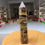 580g WOW! Natural Rare Pietrsite Crystal Obelisk Quartz Tower Point Healing Y679