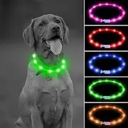 LED Dog Collar,Light Up Dog Collar,USB Rechargeable Glowing Dog Collar for Night Walking Outdoor,Adjustable Lighted Pet Collars for Large Medium Small Dogs (Green)
