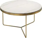 Round Modern Nesting Coffee Tables Set of 2, Stacking Living Room Accent Tables with Marble Texture and Metal Frame, Circle Side End Table for Living Room/White/Diameter: 45Cm Feito na China