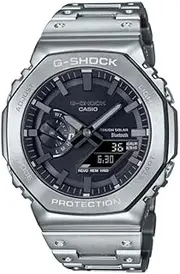 [Casio] G-Shock GMB2100D-1A Metal Analog Silver Strap Men's Watch, Black Dial, 49.8 × 44.4 × 12.8 mm