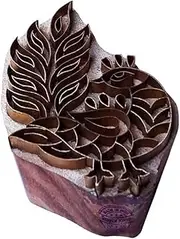Exclusive Printing Stamp Brass Peacock Designs Wood Pottery Block
