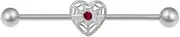 [Niaspi] 14G Silver Spider Web Heart Industrial Barbell Earrings for Women Men Stainless Steel 38mm Halloween Industrial Cartilage Earrings Body Piercing Jewelry, Stainless Steel, Cubic Zirconia