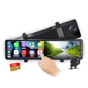 Elinz 11.26" Clip On Rear View Mirror Carplay & Android Auto Real 4K + 1080P Dual Dash Cam Camera WiFi ADAS Smart Driving Assistant Car DVR 32GB U3