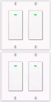 Smart Light Switch 2gang, Works with Alexa &Google Assistant, White 4pack