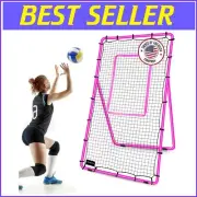 7x4 ft Adjustable Volleyball Rebounder Net - Portable Training Equipment in Pink