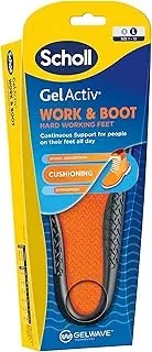 Scholl Gel Activ Work & Boot Insoles Providing Cushioning, Shock Absorption & Springiness for Hard Working Feet. Large - (Size 7-12) - 1 Pair