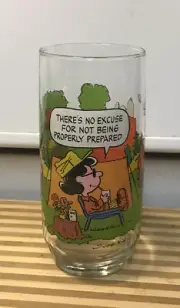 Vintage 1968 Camp Snoopy Lucy “No Excuse” Linus Charlie Brown Sally Glass
