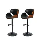 Levede 1x Bar Stools Gas Lift Kitchen Counter Beech Stool Metal Black Barstools
