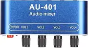 Mini Stereo Mixer, 4 Way Mixer, 4 in 1 Out Volume Adjustment 3.5mm Sound Selector Amplifier, Stereo Line Levels Control Box for PC Laptop Headphone