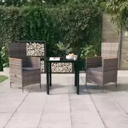 3 Piece Garden Dining Set with Cushions Grey