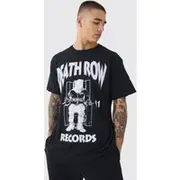 Mens Black Oversized Death Row Records License Print T-shirt