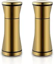 Kyraton Gold Salt and Pepper Shakers, Titanium Plating Stainless Steel Salt and Pepper Grinders Refillable Pepper Grinder, Pepper Mill, Salt Grinder, Salt Shaker, Salt Pepper Shaker Set of 2