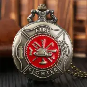 Bronze Fire Fighter Military Men's Quartz Pocket Watch Best Gift for Firefighter