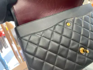 ☆最愛二手精品☆ CHANEL MAXI JUMBO COCO 33 香奈兒黑色羊皮金鍊釦式翻蓋肩背包 33cm A58601 XG6302